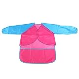 NUOLUXアートスモック幼児用防水長袖スモックエプロンfor Kids (レッド+ブルー)
