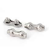 uxcell ロープクリップ　ケーブルクランプ　M2　2mm　309ステンレス鋼　二連式　2ポスト線　3個入り