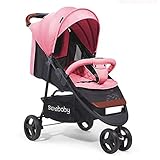 【2018特化版】 ベービーカー Seebaby 3輪 【史上一番安定性良し】 耐衝撃 コンパクト 3歳まで 片手で１秒たためる (ピンク)