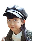MILY FauxレザーPeaked野球ベレー帽キャップwith Backゴムfor Little Girls カラー: ブラック