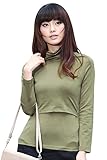 Sweet Mommy プレミアムコットンベア天竺 タートル しっとり滑らか ストレッチフィット すっきりシルエット ハイネック 授乳 カットソー インナー 【冬クララ】 マタニティ 授乳服／ライトカ