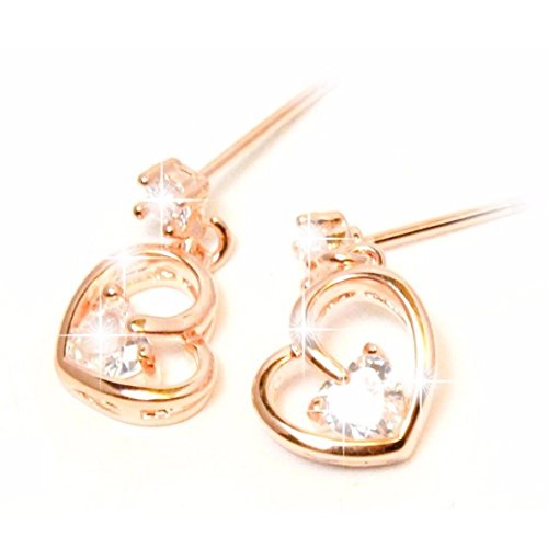 [Priva]プライバ Smart CZ キュービックジルコニア ハート ピアス ピンクゴールド レディース