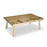 座卓 Sand10 長方形 120cm 幅120 奥行75 高さ40cm ナラ突板 プリント天板 サボテンイラスト ヒーターなし ちゃぶ台 北欧風ジャパニーズデザイン リビングテーブル 北欧ミッドセンチュリーモダン ローテーブル 日本製 国