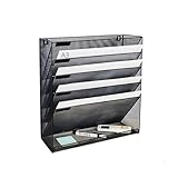 壁掛けファイルラック A3サイズ対応 3段/4段/5段 a3壁掛け デスク 卓上収納ラック 卓上収納可能 ファイルラック 書類トレー レタートレー 机の上収納 組み立て不要 新聞/雑誌/A3 A4ファイル/フォルダー/書類入れ メッシュメタル (ブラック, A3&6段)