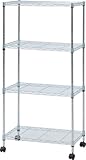 不二貿易 メタルマルチシェルフ 4段 ポール径19mm 幅60×奥行35×高さ122.5cm クロムメッキ キャスター付き 91786