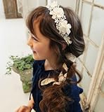 桜の雪 韓国風 女の子 可愛い おしゃれ 花びら レース リボン ヘッドドレス (ホワイト)