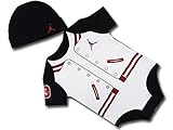 (ジョーダン)Jordan ベビー ジョーダン ロンパース&帽子 2点セット　（並行輸入品) (3~6M, 白黒赤)