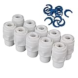 BQLZRホワイトプラスチック1 / 4 " + 1 / 4 "チューブストレート水フィルタ継手クイック接続パイプ継手水ディスペンサーの逆浸透膜10個パック