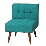 ダイニングチェア ロータイプ 1人掛けソファ 2WAYタイプ 天然木脚付き エメラルドブルー