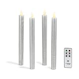 Flameless LEDテーパキャンドル、10インチ、テクスチャワックス仕上げ、push-activated、リモート&電池付属 – 4のセット 10" LC003946