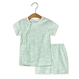 iTimes Baby ベビー肌着　新生児服　オーガニックコットン100％　ふんわり柔らかい肌触り　出産祝い　贈り物　側開きセット (80cm 18-24ヶ月, 緑)