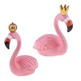 P Prettyia キング＋クイーン　フラミンゴ置物　芝生 ガーデンオーナメント 樹脂　2個セット - L