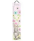 子供用キャンバスGrowth Chart Sweet Bunny花ガーデン寝室赤ちゃん保育園ウォールアートGrowth Chart gc0305