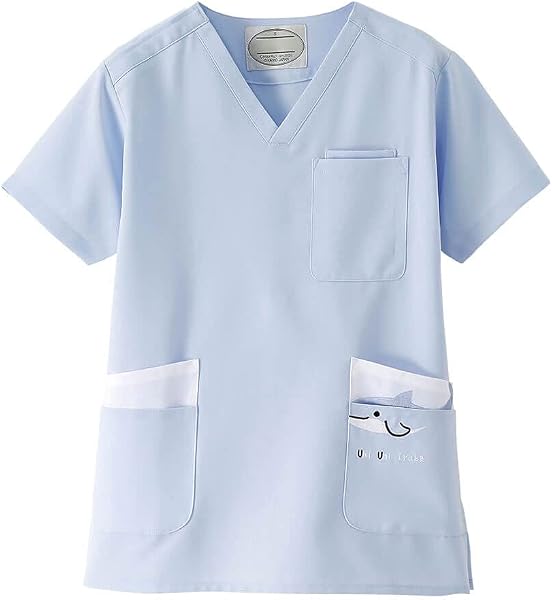Nursery Colorful Animal Scrubs, Comfortable Fit with Moderate Chest and Underarm Opening, Smooth Touch, Medical White Coat, Women's and Men's - 1