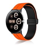 [ReHowy] Google Pixel Watch 4/3 45mm 対応 交換バンド シリコン製 ピクセルウォッチ4 バンド 45mm 弾力性 磁気 バックル付き サイズ調節可能 替えベルト コンパチブル Google Pixel Watch 4 45MM 交換ベルト オレンジ/ブラック