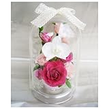 豪華！優しさ可愛さたっぷりのピンクのバラと凛とした胡蝶蘭　蓋をあけて飾っても素敵な香り付のドームアレンジ