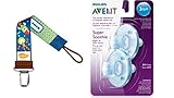 フィリップス Avent BPA フリー Soothie おしゃぶり 3ヶ月以上用 ブルー( 3+ )&おしゃぶりホルダーセレブUlubulu Universal Pacifier Clip, Rob