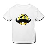 星 ２～６歳子供 男女兼用 半袖 ティー Tシャツ 可愛い 表情 髭 面白い White 5-6 Toddler