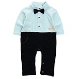 ベビー ロンパース 男の子 カバーオール 長袖 蝶ネクタイ (90)