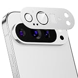 Podick カメラフィルム Google Pixel 9 Pro用 カメラ保護 9H強化ガラス アルミ合金 グーグル ピクセル9Pro カメラカバー 高透過率 黒縁取り 露出オーバー防止 キズ防止 全面保護 耐衝撃 指紋防止 飛散防止 気泡ゼロ 極薄 レンズプロテクター (シルバー)