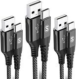 USB Type C ケーブル【0.5m+1m+2m/3本セット】Sweguard USB-C&USB-A 3.1A USB C ケーブル急速充電 タイプc 充電 iPhone17/16/15 Pro MAX,iPad Pro,Samsung Galaxy S25/S24/S23,Sony,Xiaomi,Huawei,Pixelその他Android各種,usb type c機器と互換性があり-黒