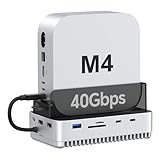 Qwiizlab Mac mini M4/M4 Pro スタンドハブ 40Gbps NVMe SSDエンクロージャ付き ドッキングステーション USB-A 10Gbps TF/SD 4.0カードリーダー 312MB/秒 USB-A 2.0 M.2 PCIe最大8TBに対応