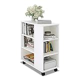 DEVAISE ベッドサイドテーブル サイドテーブル ソファーサイドテーブル 幅600*奥行300*高さ630mm コンパクトサイズ 移動便利 キャスター付き 一年保証 簡単組立 おしゃれ ホワイトSC01