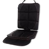 Hugo Mashu チャイルドシートマット カーシートカバー 車保護シート クッション 滑り止め メッシュ 収納ポケット付き