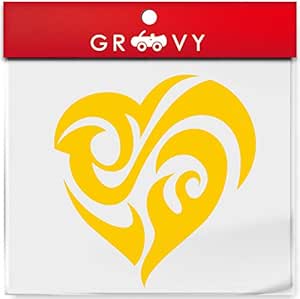 ハート かっこいい シール Ver1 給油口 サイドミラー スノーボード ノートパソコン Macbook 車 自動車 エンブレム ステッカー デカール 903 イエロー ステッカー デカール 車 バイク Amazon