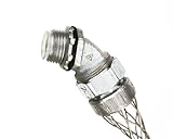 Leviton l7932 1 / 2インチ45度オス、アルミボディ、liquid-tightメタルコア電線管、strain-reliefグリップ