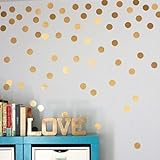 Amaonm Set of 108pcs 1.6 Removable Gold Metallic Vinyl Polka Dot Wall Decor Wall Decals Round Circle