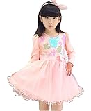 i-loop 子ども服 ワンピース 子どもドレス 長袖 フォーマル カラフル フラワー 刺繍 大きな 蝶 リボン が かわいい バタフライカチューシャ付き 秋 冬 春 発表会 結婚式 入園式 演奏会 