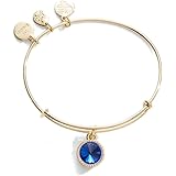 Alex and Ani Birthstones Expandable Bangle for Women, Birthday Crystal Charms, Shiny Finish, 2 to 3.5 in