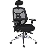 CEITURA オフィスチェア デスクチェア メッシュチェア メッシュ ハイバック ロッキング 角度固定 可動式肘掛け 可動式枕付 静音キャスター (ブラック2)