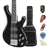 Bullfighter エルムベース初心者セット4弦/5弦 Electric ベース ケース ストラップネック+ボディ一体エルム ベースアクティブピックアップ bass (DBS-5-wood) (4S)