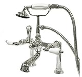 Kingston Brass CC106T1 Vintage Leg Tub Filler with Hand Shower, Porcelain Lever Handle, Polished Chr