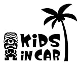 Sticker Shop Haru KIDS ＩＮ CAR ステッカー ティキ像とヤシの木 20cm ブラック