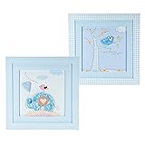Mousehouseギフトセットの2つのパステルブルー手作り画像フレームfor Baby Boy子供部屋壁装飾