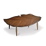 座卓 OCHIBAおちば 変型 幅130cm 奥行80cm 高さ38cm ウォールナット突板 ブラウン ヒーターなし 座卓 ちゃぶ台 洋室 和室に合う 座卓 北欧風ジャパニーズデザイン リビングテーブル 和ジャパニーズモダン ローテーブル 