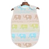 hannah 6重ガーゼ ベビー スリーパー ミニタオル付 冷え対策 熟睡 寒くない (M (ベビー), ぞう柄)