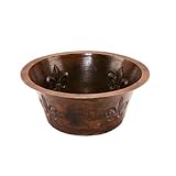 プレミア銅製品br16fdb3 16 "ラウンド銅PrepシンクW / Fleur De Lisと、 3.5-Inch Drain BR16FDB3 1