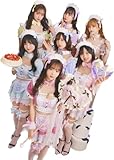 [Malymoon] メイド服 ハーネス メイド 衣装 ハロウィン コスプレ ピンク ブルー イエロー パープル ベージュ コスチューム 8点セット 【9582】(ライトブルー)