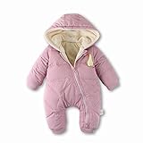 Baby Nest ベビー服 長袖ホワイトダックダウンカバーオール ロンパース コート フード付き 女の子 秋冬用 ピンク 3-6M