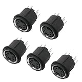 uxcell SジャックDVDミニDinソケットコネクタ 　基板実装　4ピン　メス　プラスチック　5個入り