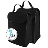 Nosh Neoprene Lunch Insulated Tote Holder Carrying Picnic Travel Bag - Stand-up Gusseted Design - Bl