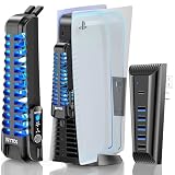 Kytok PS5と互換性ある冷却ファン 3段階風速調整 USBハブ USB拡張ハブ/高速拡張/設置簡単 外付け 周辺機器