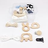 Mamimami Home はがため 歯固め 安全素材 木製動物 コットン糸 クリップ 材料パッケージ DIY 幼児玩具 チュアブル　ペンダント ベビージム おしゃぶり　パパ　ママ　授乳用ネックレス 