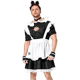 [TUTUJI] メイド服 メンズ 5点セット ハロウィン衣装 クリスマスコスチューム ロリータ 男性用 大人用 メイド服 コスプレ 大きいサイズ メイド コスチューム服 男ウケ 可愛い コスプレ衣装 仮装 メイド ハロウィン学園祭 文化祭 (L)