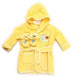 Spasilk 100% Cotton Hooded Terry Bathrobe with Booties, Yellow Ark, 0-6 Months by Spasilk