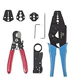 8 Piece Combination Crimping Tool Set - 2 Cable Cutter Pliers - 1 Crimping Plier Cutters 4 Dies and 